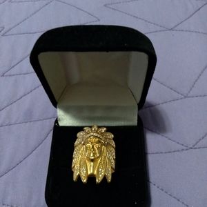 🔥🎁TITANIUM STEEL FULLY CRYSTAL NA CHIEF HEAD RING